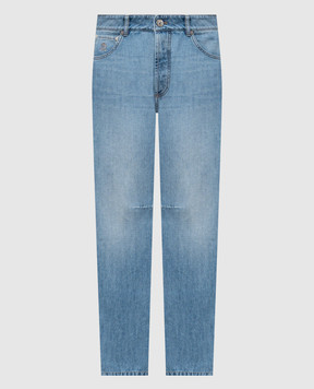 Brunello Cucinelli Blue jeans with logo patch M0Z37X1290