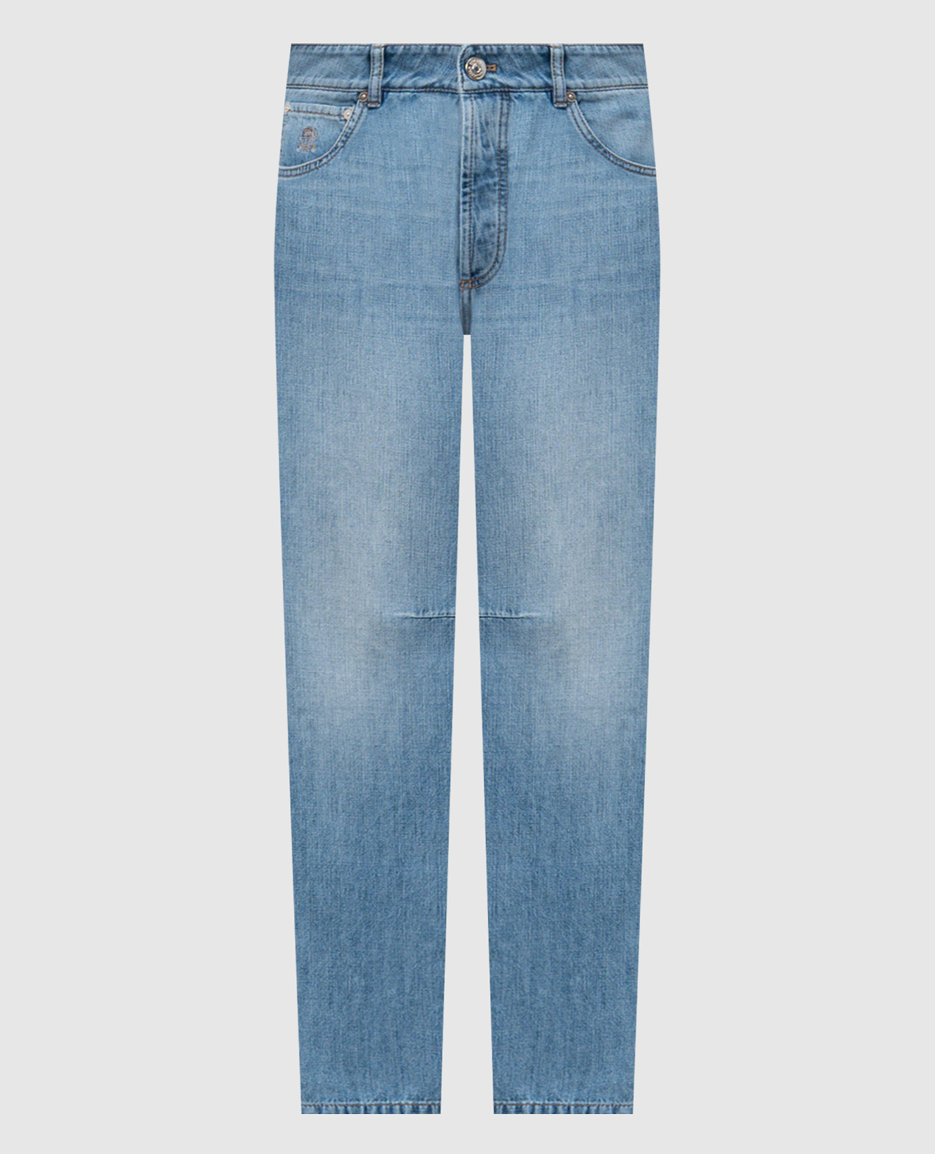 Blue jeans with logo patch