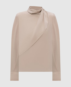 Brunello Cucinelli Beige silk blouse with layering effect MP993B1U14