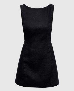 Faithfull Sofia black linen mini dress FF4304BLK