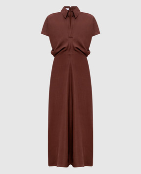 Brunello Cucinelli Brown midi dress with linen MH126A5426