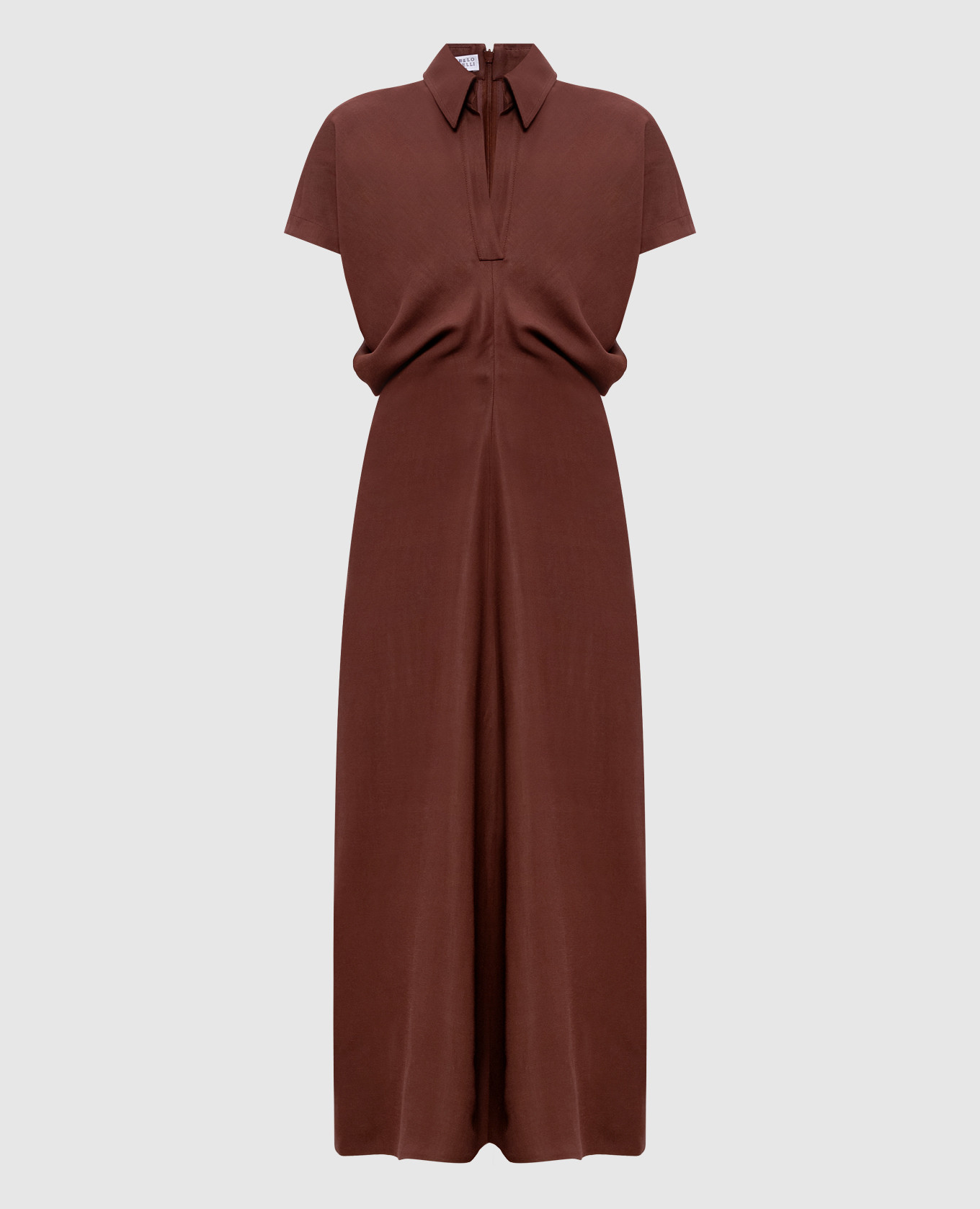 Brown midi dress with linen