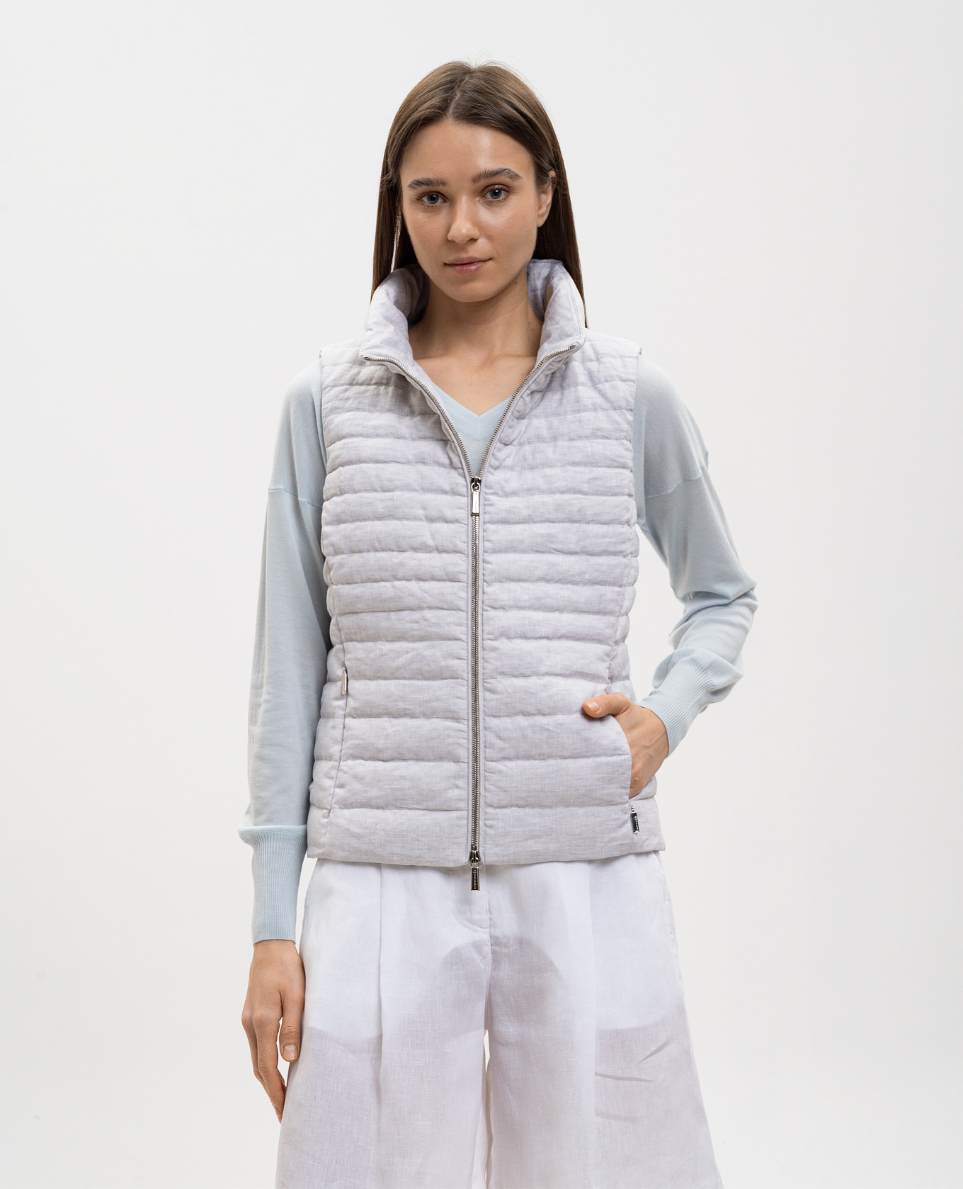 

VILLAN gray linen vest MooRER, Grey