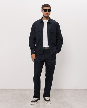 Stone Island Blue cargo pants with patch L2S153100021S0F01
