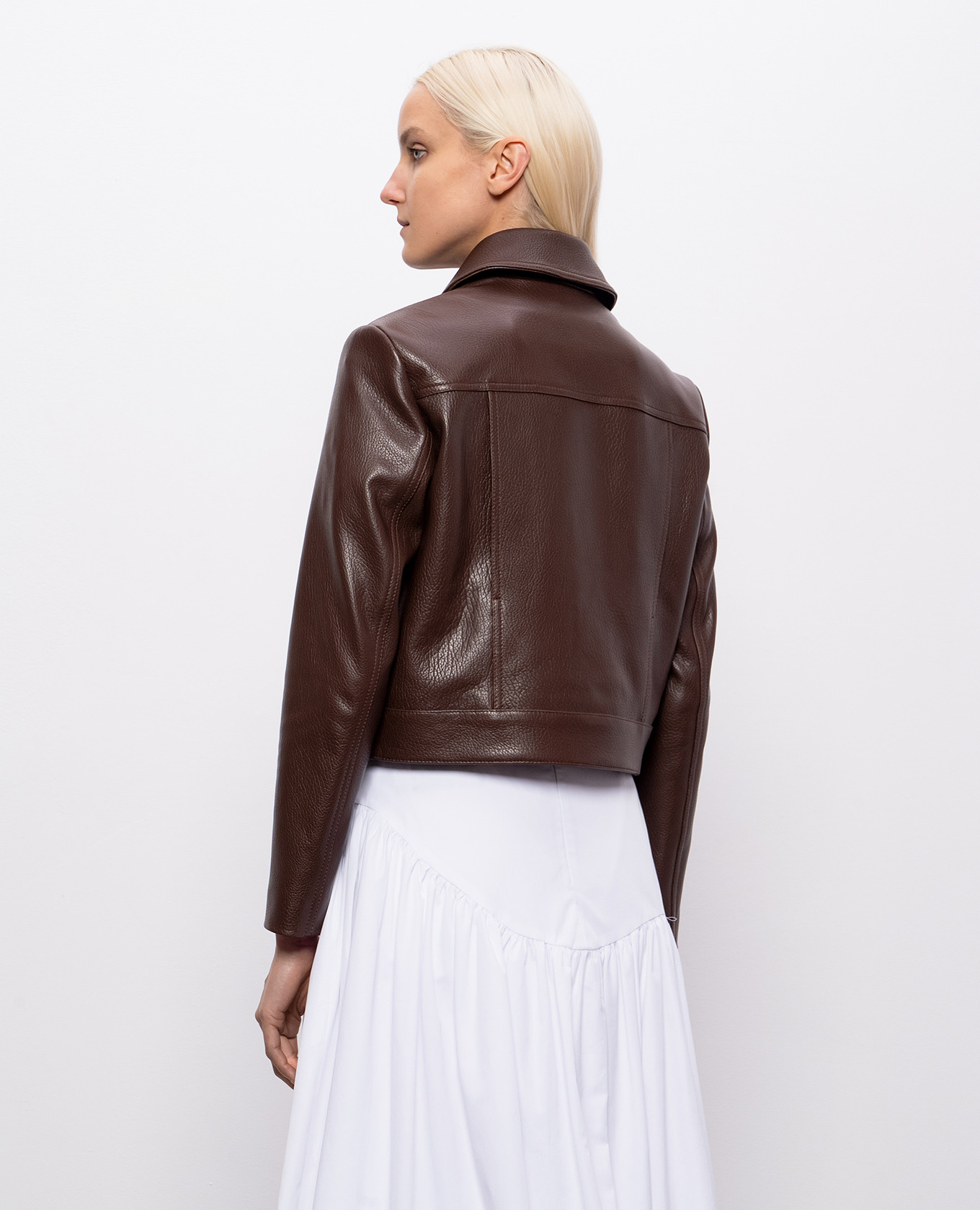 Brown cropped leather jacket Babe Pay Pls 4