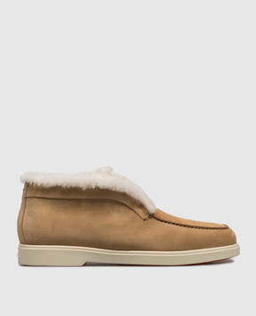 Santoni Beige suede deserts with fur WUYA58457TISAPFR