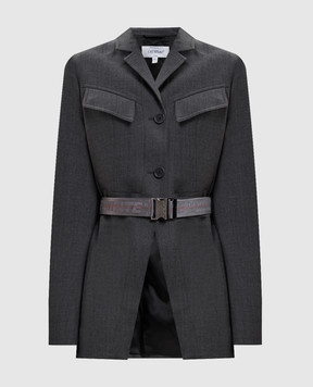 Off-White Gray wool jacket with belt 2FG00477T