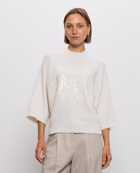 Peserico Ivory wool sweater with sequins A99834F07RL9100