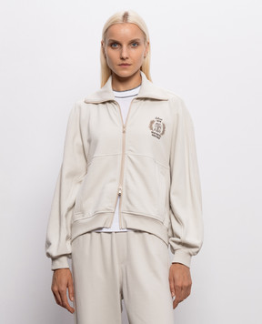 Brunello Cucinelli Ivory sports jacket with logo embroidery MN05NB2X06