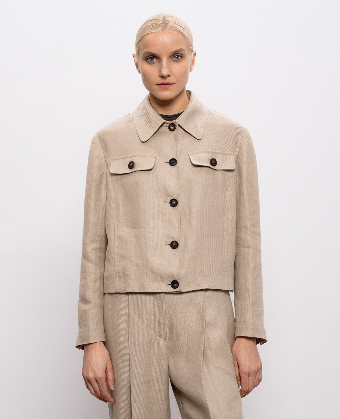 Beige linen jacket Brunello Cucinelli 3