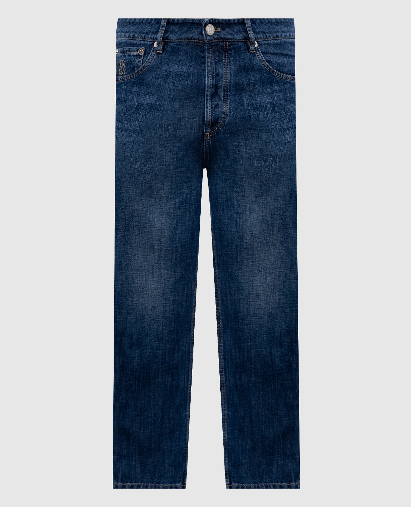 Blue jeans with logo patch