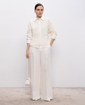 Twinset White openwork jumper with embroidery 261TE3020