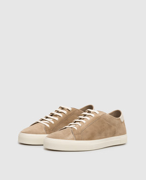 Brunello Cucinelli Brown suede sneakers with logo print MZUCHHP330