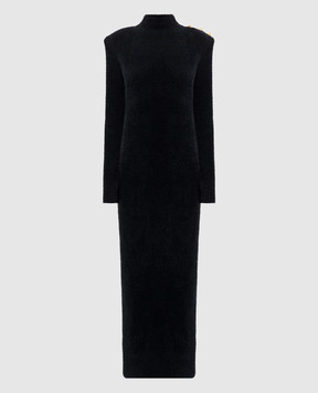 Balmain Black maxi dress with accent shoulders FF0RL226KI95
