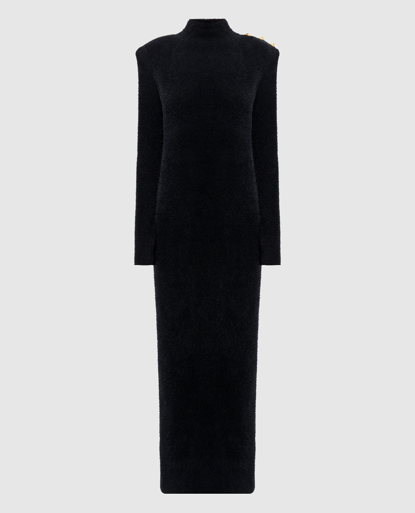 Black maxi dress with accent shoulders Balmain