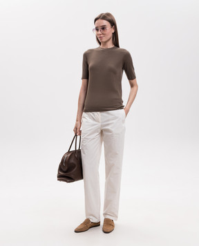 The Row Ozzi brown silk top 11119Y738