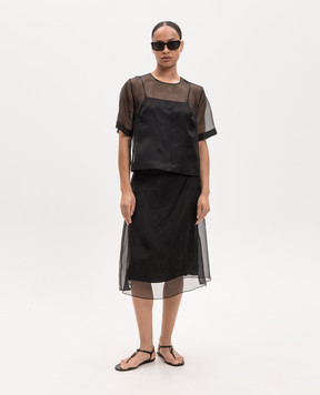 Ami Paris Black silk skirt FSK453SE0039