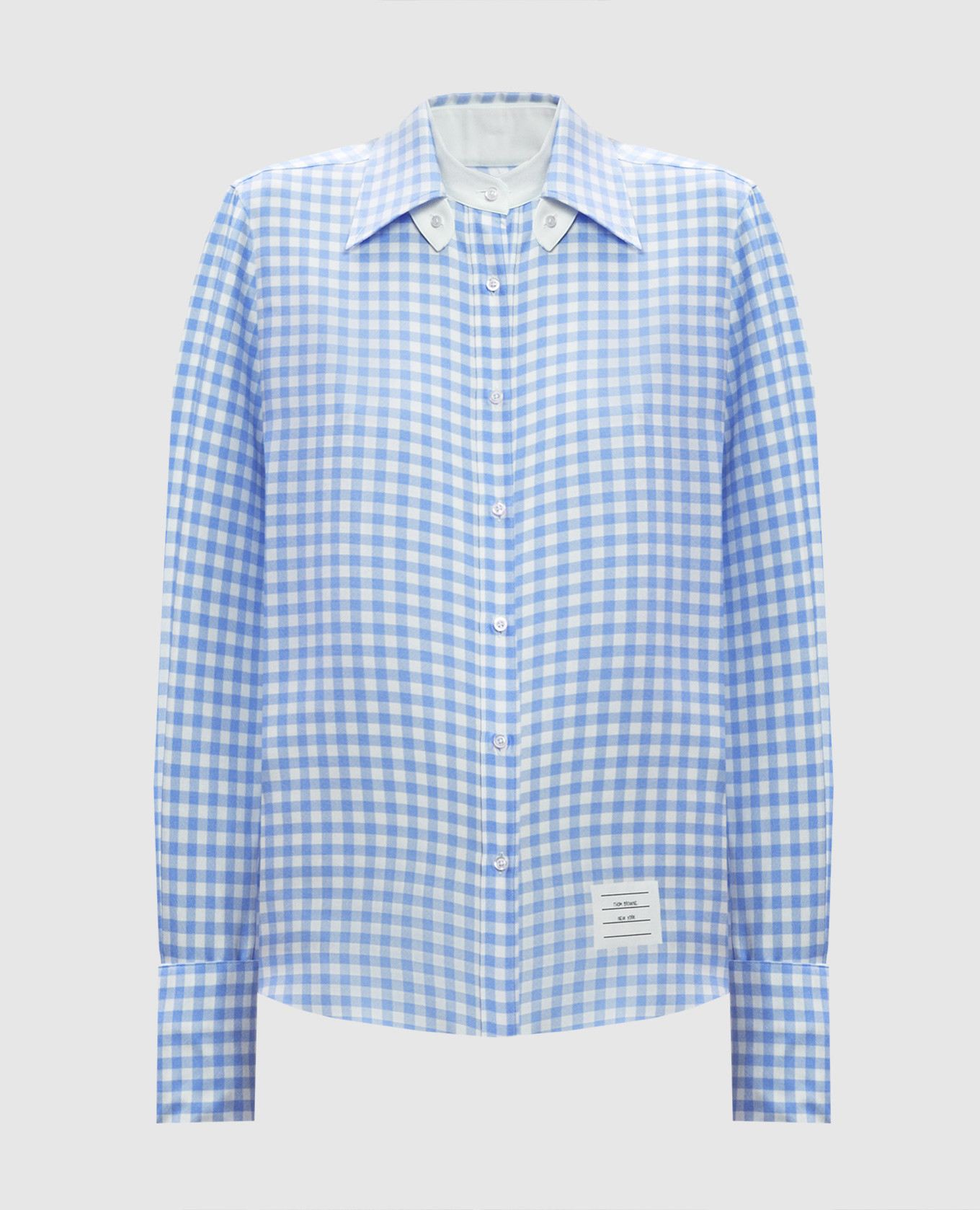 

Blue checked silk shirt Thom Browne, Light blue