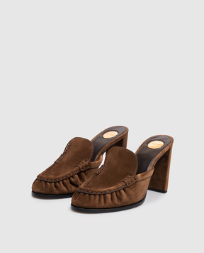 Saint Laurent LE LOAFER brown suede mules 86971327DTT
