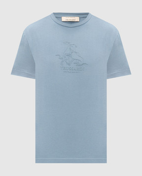 Trussardi Blue T-shirt with logo print G0278300125NMTS11J02
