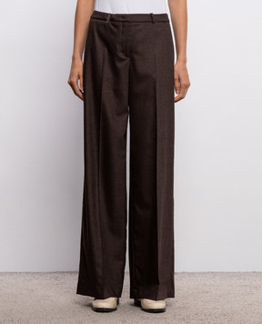Peserico Brown wool and cashmere pants A0456703358