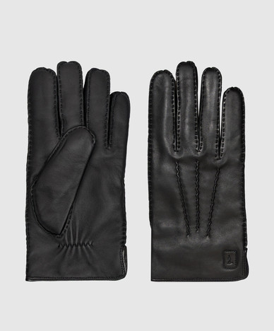 Black leather gloves