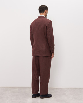 Brunello Cucinelli Burgundy double-breasted wool and cashmere suit ME4999CPNH