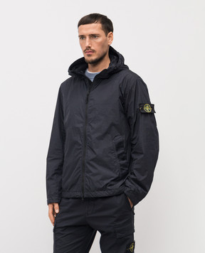 Stone Island Blue windbreaker with logo patch L1S154100001S0A23