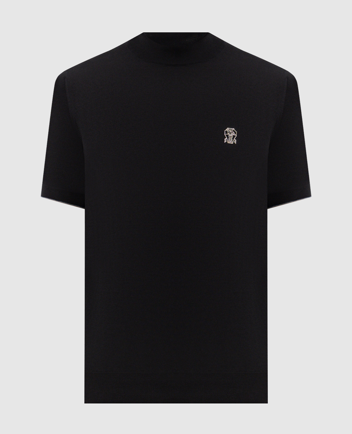 

Black T-shirt with embroidered emblem Brunello Cucinelli
