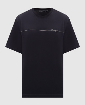 Dolce&Gabbana Blue T-shirt with embroidered logo G8PN9ZG7P9N