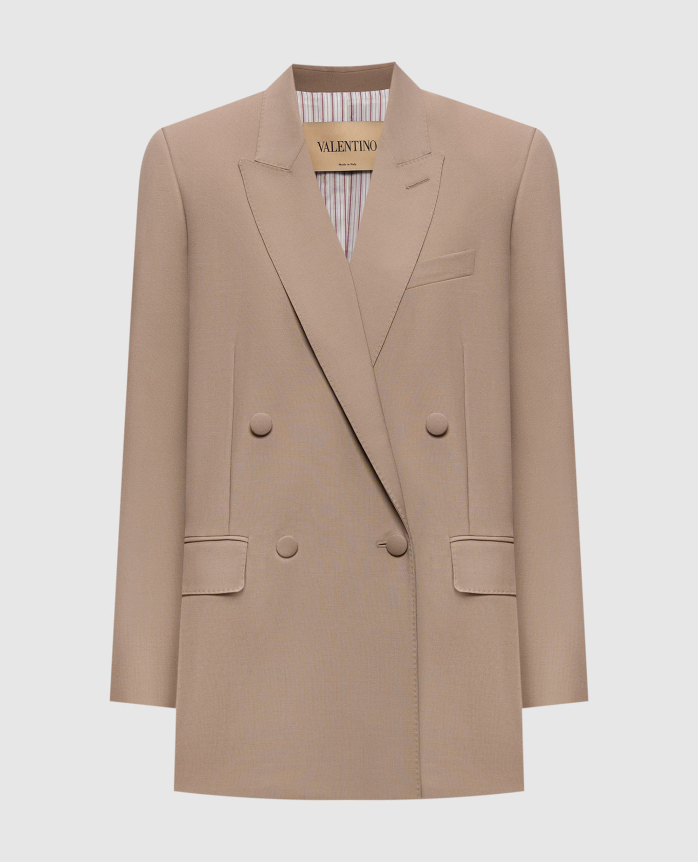 Beige double-breasted jacket with wool