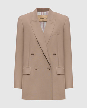 Valentino Beige double-breasted jacket with wool 9B3CE5V5A6D