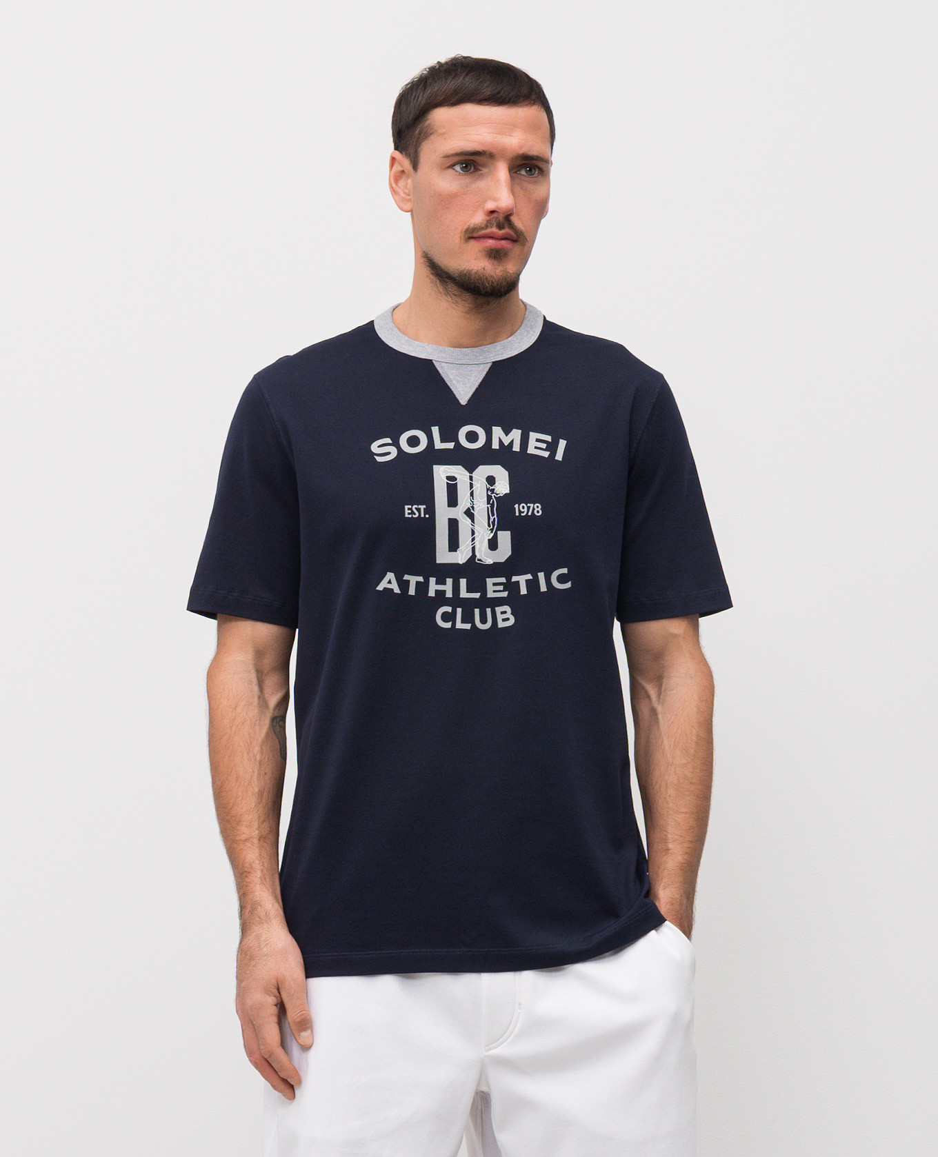 Blue T-shirt with print Brunello Cucinelli 3