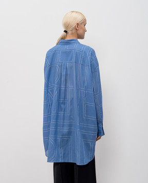 Toteme Blue long-sleeved shirt with monogram embroidery 253WRD0254FB0239