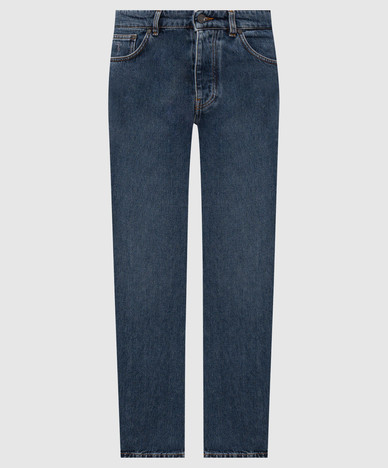 Blaue Jeans mit gesticktem Emblem