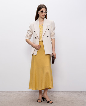 Brunello Cucinelli Yellow striped tank top with monil chain MPL29HI910