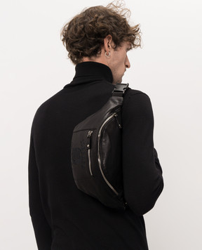 Iceberg Black leather belt bag with embroidery 72056851