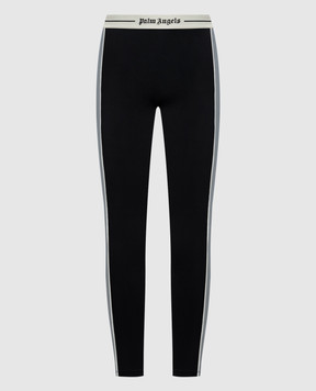 Palm Angels Black leggings with logo pattern PAWVK004FB001