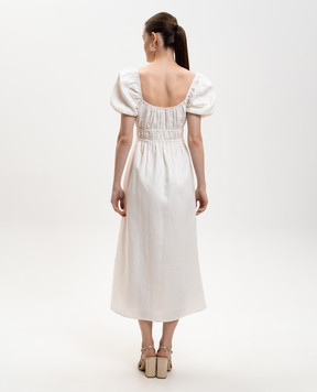 Faithfull Brigitte white linen midi dress FFC05WHT
