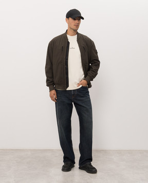 Stone Island Brown bomber jacket with logo patch L2S15Q100006S0B22
