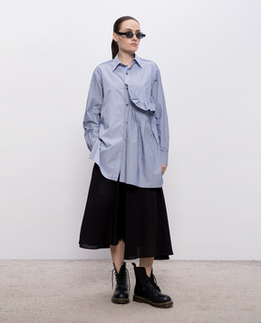 Y`S Yamamoto Blue striped shirt with ruffles YKB04804