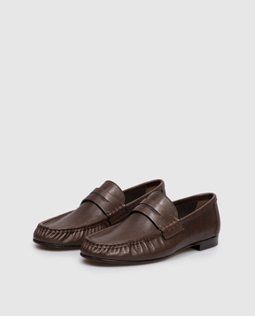 Brunello Cucinelli Brown leather loafers with monil chain MZSLC3370P