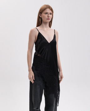 SSHEENA Black asymmetrical top with lace 26FWTRICKYTF26005