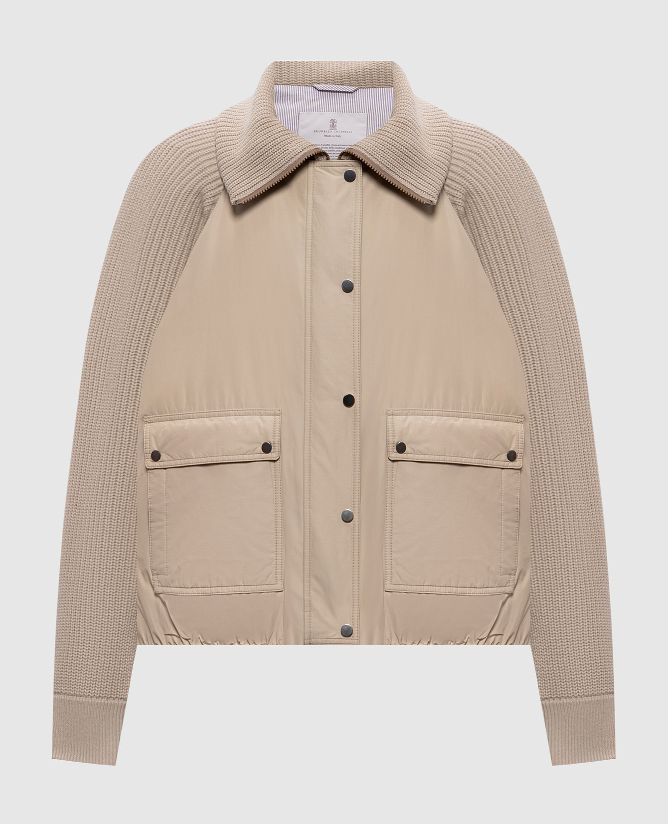 Beige down jacket with wool and cashmere