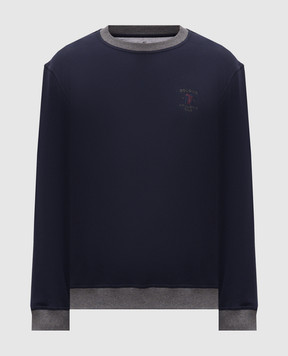 Brunello Cucinelli Blue sweatshirt with embroidery MM8263390G