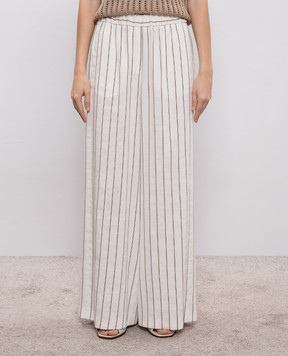 Peserico White striped linen pants A0405200676