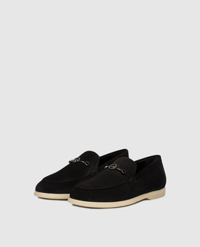 Stefano Ricci Black suede loafers with emblem UC64G2242SDP