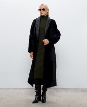 Yves Salomon Black double-sided sheepskin coat 27WYM61230MERL