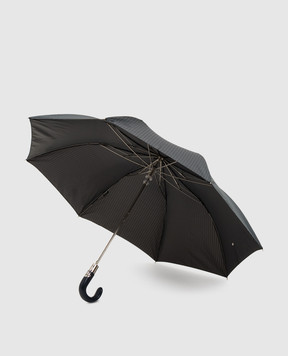 Pasotti Gray folding umbrella with leather handle OMITUO64SBLUES59731