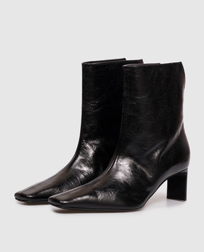 Khaite Ona black glossy leather ankle boots F1100907